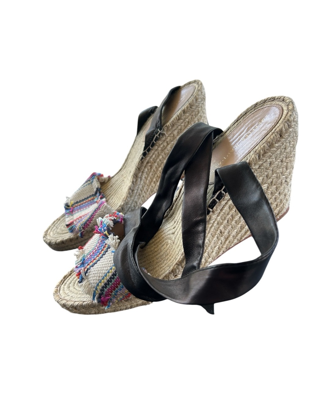 Loeffler Randall Natural Woven Espadrille Wedge with Multicolor Toe Strap